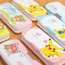 Effective multi-function stationery girl children pencil cases for boys pupils 1 3 6 grade plastic pencil box kindergarten cartoon 3 layer pen students baby stationery box capacity