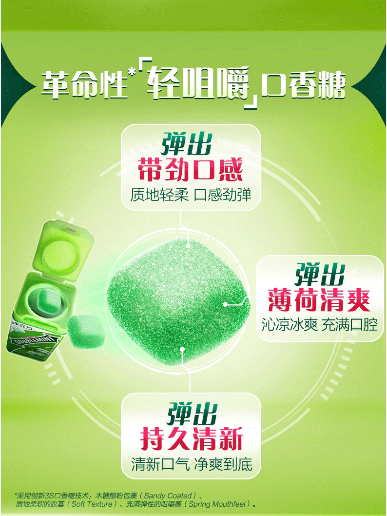 箭牌绿箭无糖口香糖5/five弹立方40g6瓶木糖醇薄荷糖清新口气批发