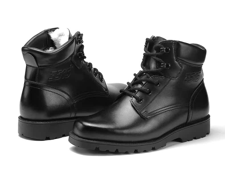 【尚装】3515强人正品军靴男特种兵冬季羊毛短靴皮毛一体保暖加绒皮靴