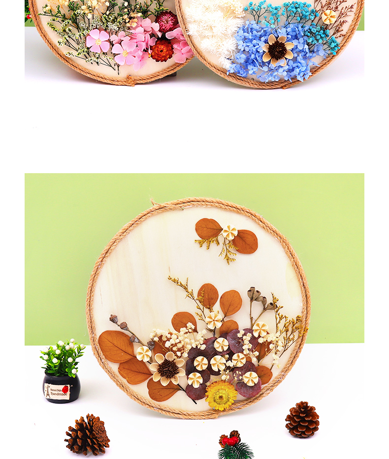 儿童diy手工制作材料包创意中国风古风真花干花永生花木板画挂饰