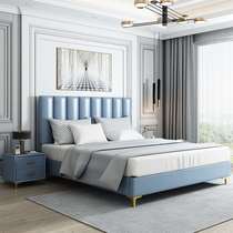 Modern light luxury leather bed Leather bed 1 8 meters 1 5 meters double bed Master bedroom simple style net red princess bed storage bed