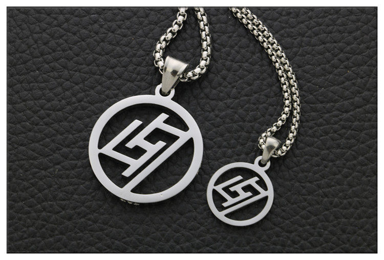 学生情侣应援周边鹿晗同款lh7圆形吊坠钛钢男女项链锁骨链毛衣链