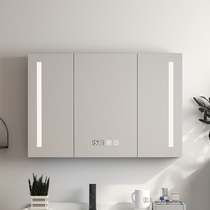 Toilet mirror cabinet hanging wall bathroom solid wood hidden mirror cabinet separate with light feng shui mirror shelf Mirror Front cabinet