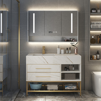 Rock plate one-body basin bathroom cabinet floor-standing sink washbasin cabinet combination toilet wash table smart mirror cabinet