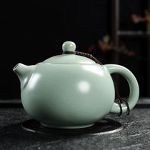 Handmade Ru kiln teapot open piece large Ru porcelain can raise single pot of ice cracking Xi Shi pot ceramic kung fu tea set tea pot