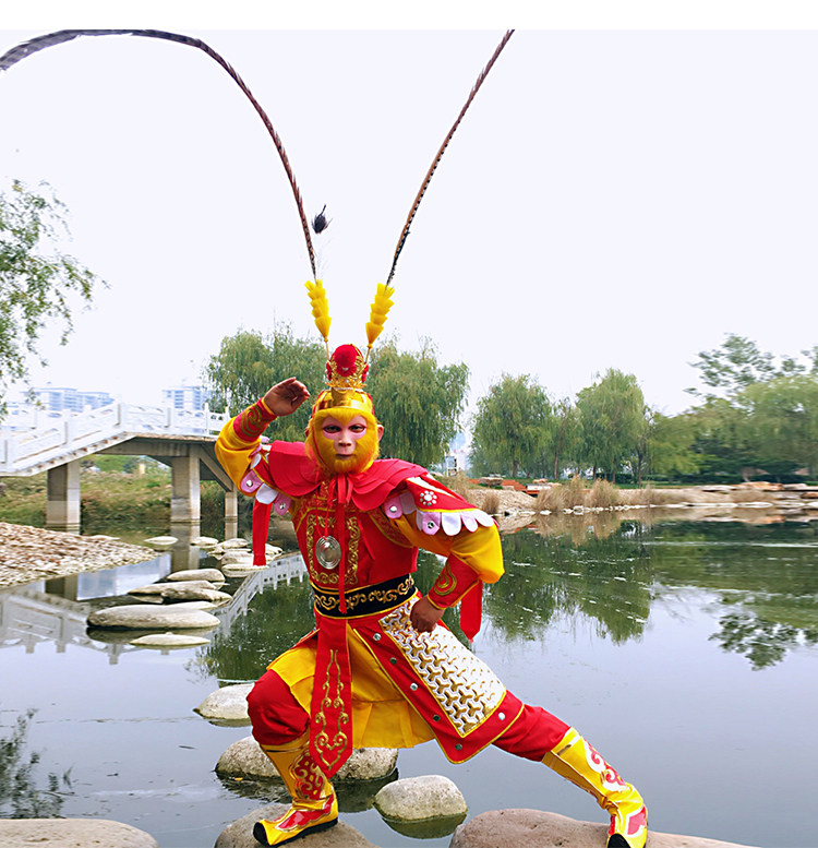 孙悟空衣服齐天大圣套装美猴王演出服西游记舞台表演服装刺绣套装