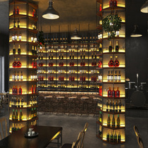 Luminous wine rack Bar wall-mounted wrought iron rack display display Coffee restaurant industrial wind partition wine rack screen exhibition