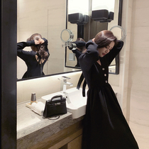 One-piece dress lady spring skirt 2022 new cashew slim knit dress with long shot bottom retro little black dress