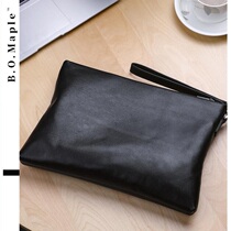 BOMaple New Large Capacity Soft Leather Handbag Male Trend Fashion Genuine Leather Hand Grab Bag Mens Hand Hold Envelope Bag