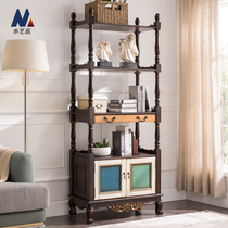 American retro solid wood bookcase European villa painted drawer wine cabinet living room partition storage cabinet small apartment cupboard