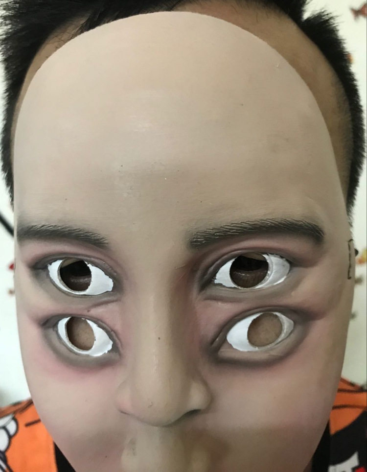 恐怖鬼脸面具万圣节圣诞节恐怖乳胶面具恐怖4眼面具 horror mask
