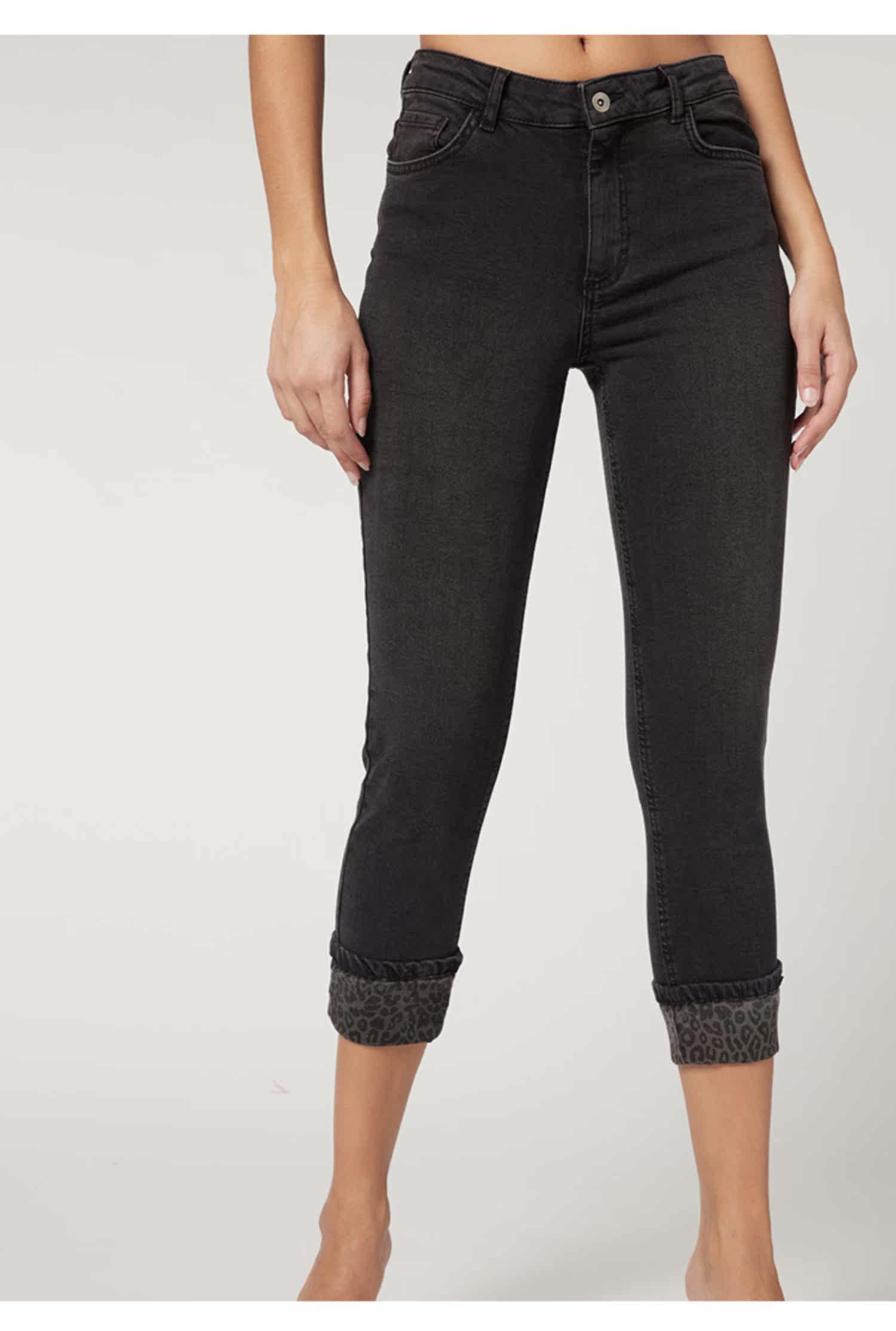 calzedonia女士时尚流行卷边丹宁牛仔紧身裤modp1031