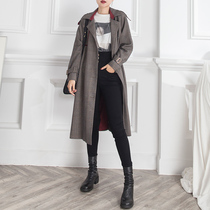 Lithuania selected retro - grid colour color color color colour long coat 19082245D