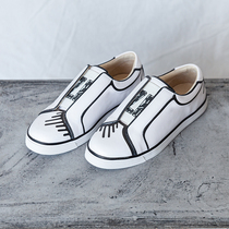 Like a light luxury to you different small white shoes inside and outside real leather graffiti small white shoes 20080750D