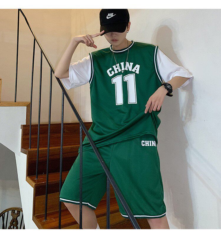 夏季穿搭套装男装一套搭配潮流帅气运动篮球服短裤短袖情侣两件套