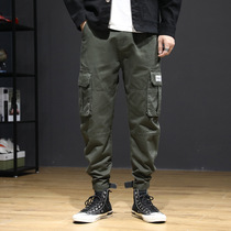 Chao brand Yu Wenle autumn and winter overalls pants mens multi-pocket loose small feet leisure sports long pants