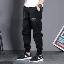 Tide brand 2021 autumn and winter elastic waist casual pants mens loose straight small leggings overalls overalls trousers