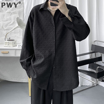 Boomer Long Sleeve Shirt Male Spring New Design Sense small crowdblouse Superior Blouse Superior Sens Port Wind Lining Tide