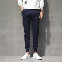 2021 summer new mens Tide brand Slim foot closure overalls straight small feet sports casual long pants