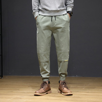 Chao brand autumn and winter Yu Wenle Korean version of the trend loose small feet tie pants casual overalls long pants men Wild