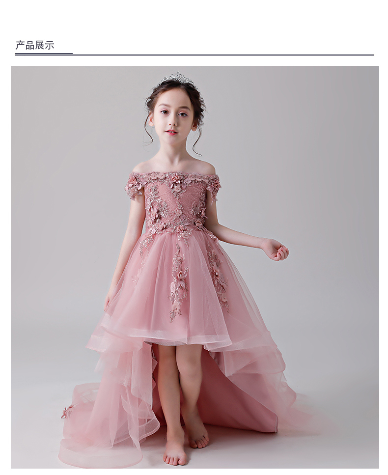 女童公主裙蓬蓬纱儿童礼服模特走秀t台钢琴演出服拖尾表演晚礼服