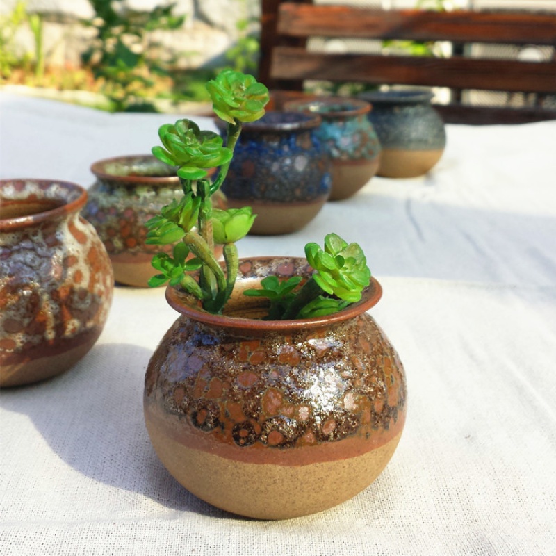 Two fleshy flowerpot ceramic package mail special offer a clearance coarse pottery breathable large - diameter large creative small potted the plants