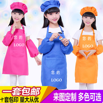 Childrens apron painting clothes sleeveless dinner clothes Art custom printed LOGO Anti-wear overcoat Middle and large childrens suit