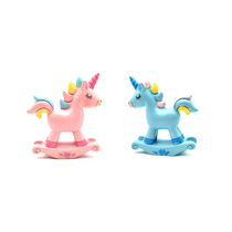 Pink rocking horse unicorn ornaments rainbow horse rocking horse powder Starry Moon light birthday cake decoration ornaments