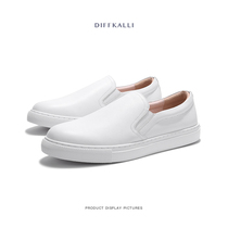 Spring and summer breathable leather white shoes for men