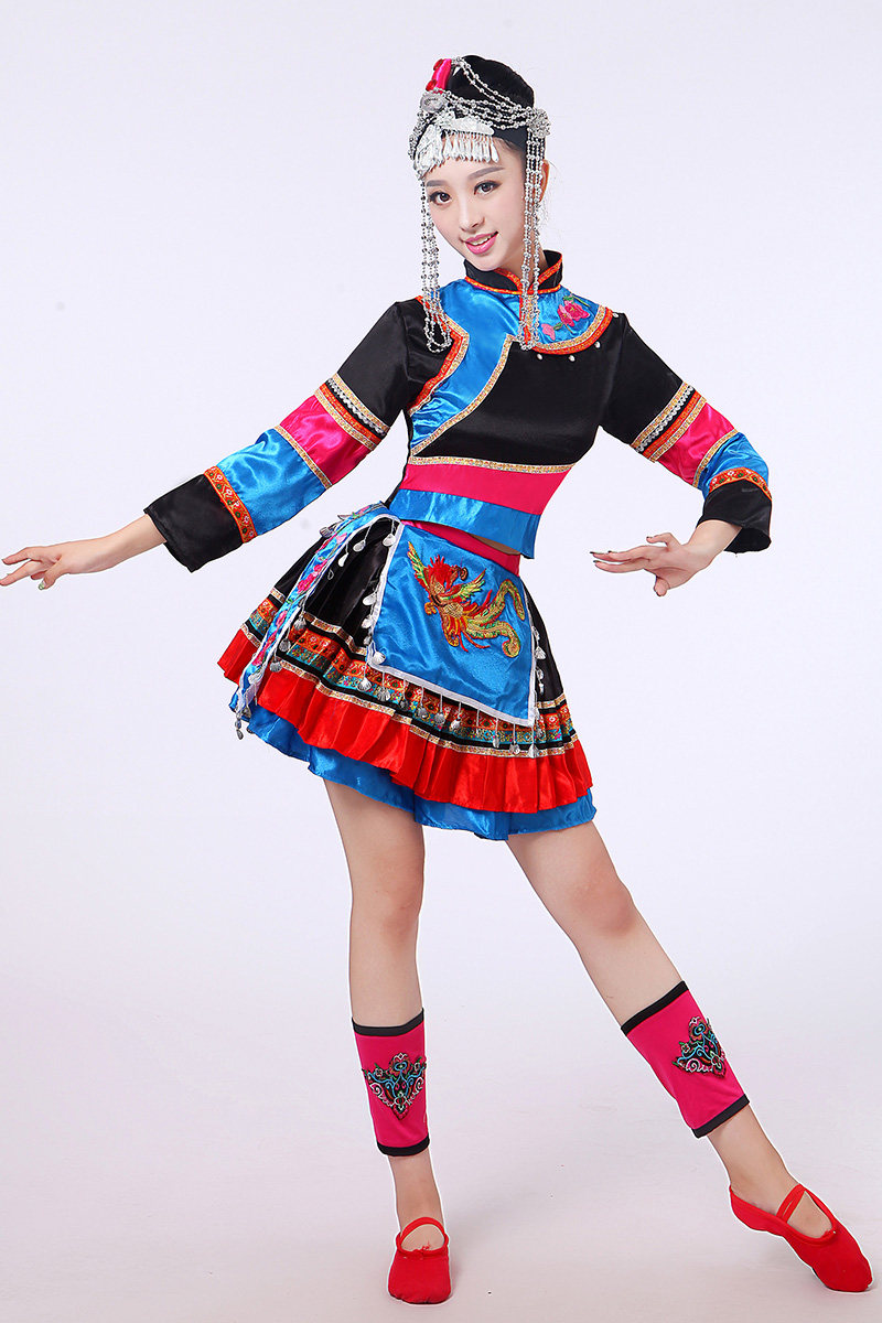 新款畲族服饰畲族演出服短裙套装民族风女装舞台演出服装长袖特价