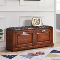 American solid wood changing shoe stool household foyer can sit-in ultra-thin shoe cabinet into the door store to wear shoe stool flip