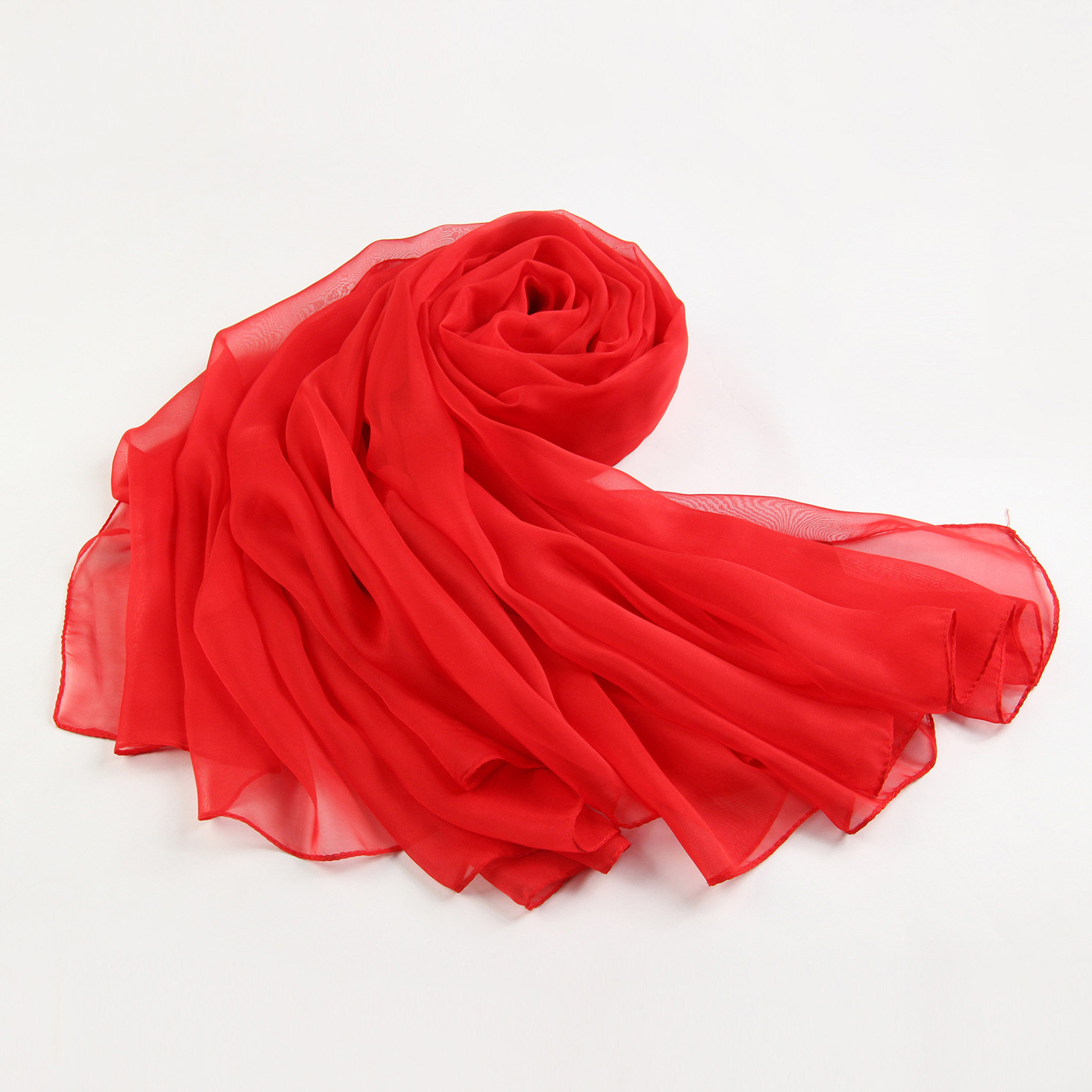 天猫秋冬新款中国红色纱巾披肩百搭丝巾