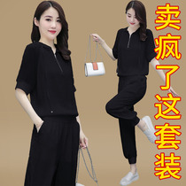 Casual sportswear suit womens summer 2021 New loose fashion foreign style short sleeve trousers professional two-piece set
