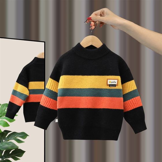 Boys sweater autumn and winter new children's thickened sweater fashionable boy K cashmere sweater striped baby pullover
Boys sweater autumn and winter new children's thickened sweater fashionable boy K cashmere sweater striped baby pullover