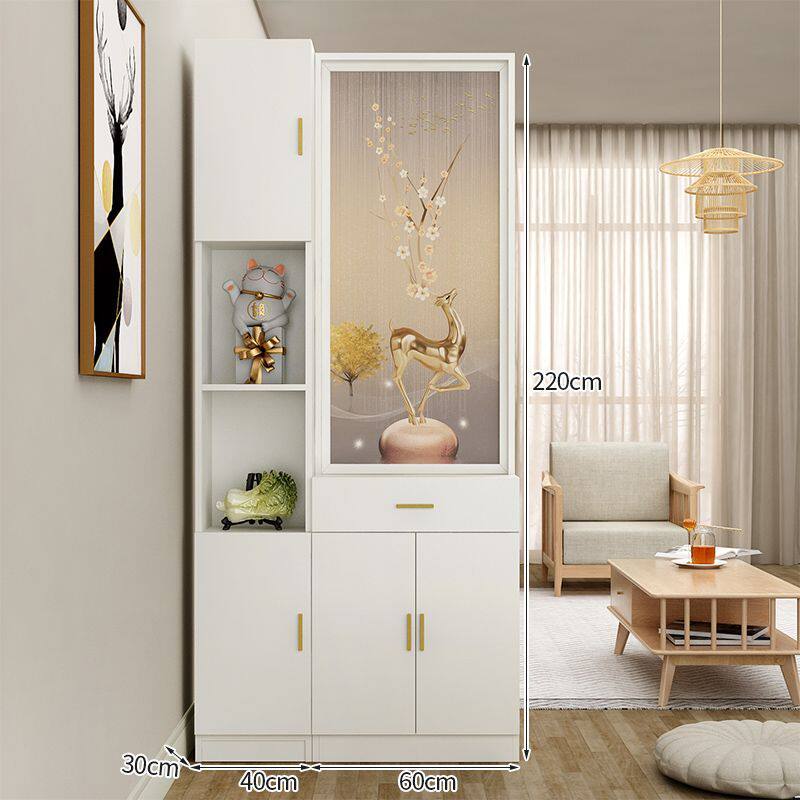 屏风隔断置物架入户客厅实木正对大门现代简约双面玄关柜鞋柜一体