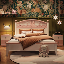 American style childrens bed girls solid wood rabbit bed 1 35 meters simple modern 1 5 meter net red princess bed