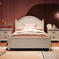 All solid wood childrens bed girls bed 15 meters boys modern simple 1 2 meters white American wood bed princess bed