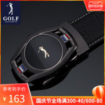 Golf belt men leather automatic buckle business leisure mens belt head layer cowhide belt men