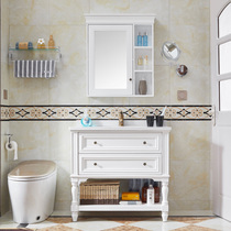 American oak bathroom cabinet Bathroom washbasin cabinet Combination washstand Floor-to-ceiling solid wood country washbasin bath cabinet