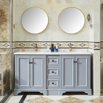 American bathroom cabinet Floor-to-ceiling oak washbasin cabinet Combination bathroom sink sink Bathroom basin Mirror cabinet