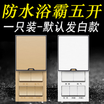 Yuba switch five-open bathroom panel five-in-one 5-open air heating household multi-function integrated ceiling white gold