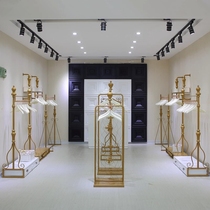 European fashion womens clothing shelf Floor-standing clothing rack High-end clothing store hanger side hanging wall display rack set