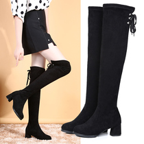 Winter plus velvet square dance dance shoes over the knee boots high tube diving soldiers dance cotton shoes thin legs women boots thick heel