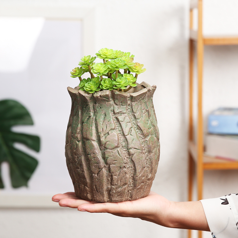 Fleshy green plant ceramic flower pot flower of bracketplant of the orchids is mage old high permeability model of big diameter coarse pottery flowerpot