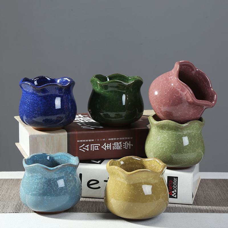 Meaty plant POTS ice to crack the and colorful fleshy old running the ceramic flower pot money plant asparagus, green flowerpot furnishing articles