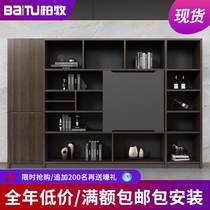 Office file cabinet wooden simple modern bookcase data Cabinet with door lock office file storage cabinet