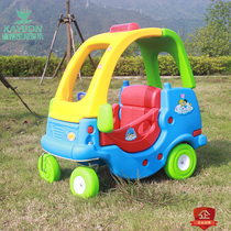 Small RV kindergarten playground plastic thickened childrens four-wheel-assisted walker sliding toy can sit
