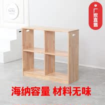 Kindergarten solid wood cabinet childrens early education center wooden layered simple item storage rack double-layer four-grid locker