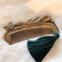 Welfare new self-use lying Fox Nine-Tailed Fox carving crafts marriage love love letter green sandalwood comb