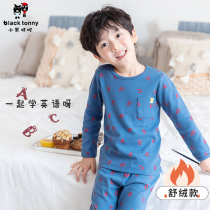 little black toni children's thermal underwear suit thick fleece boys' long underwear pure cotton baby autumn winter thermal